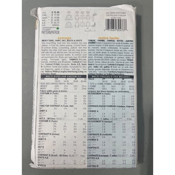 Butterick 6750 Medieval Ren Faire Costume Sewing Pattern All Sizes UNCUT - Picture 3 of 7